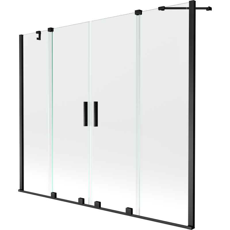 Mexen Velar Duo paravan cadă 2-aripi culisant 180 x 150 cm, transparent, Neagră - 896-180-000-02-70