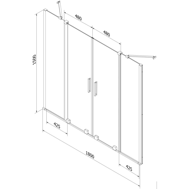 Mexen Velar Duo kádparaván 2 szárnyas toló 180 x 150 cm, átlátszó, fekete - 896-180-000-02-70