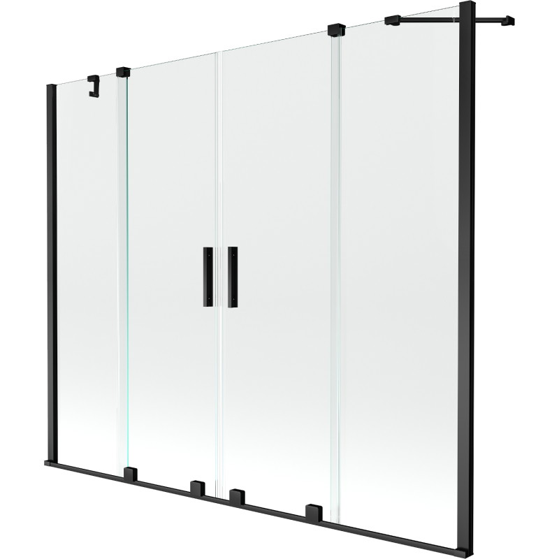 Mexen Velar Kétszárnyú, 200 x 150 cm-es, átlátszó, fekete Duo fürdőkád paraván - 896-200-000-02-70