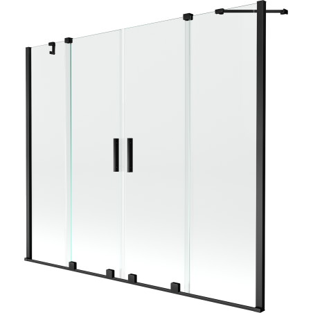 Mexen Velar Duo paravan cadă 2-aripi culisant 200 x 150 cm, transparent, Neagră - 896-200-000-02-70