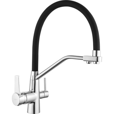 Mexen Duo baterie de bucătărie, crom/negru - 671701-07