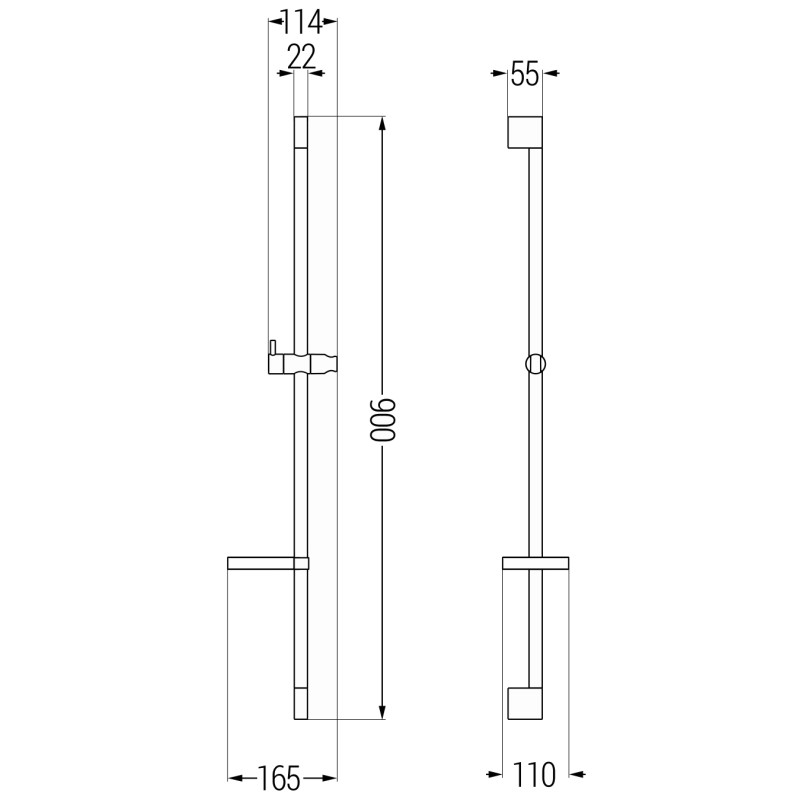 Mexen DS 90 cm-es zuhanyrúd szappantartóval, fekete - 79383-70