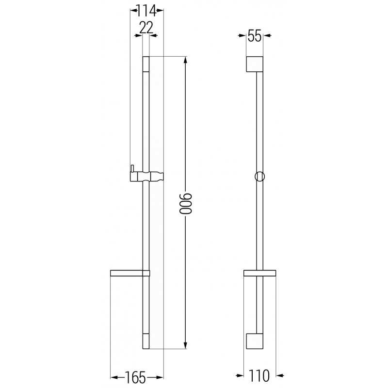 Mexen DS zuhanyrúd szappantartóval 90 cm, fekete - 79383-70