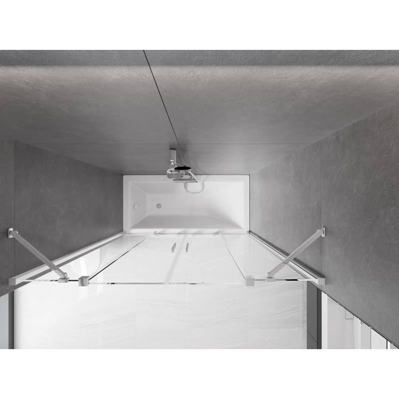 Mexen Velar Duo kádparaván, 2-szárnyas eltolható, 150 x 150 cm, átlátszó, króm - 896-150-000-02-01