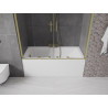 Mexen Velar Duo fürdőkád előlap 2-szárnyú tolóajtós 140 x 150 cm, átlátszó, arany, kefe hatású - 896-140-000-02-55