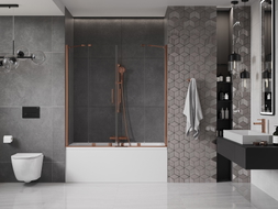Mexen Velar Duo paravan pentru cadă, cu 2 panouri glisante, 150 x 150 cm, transparent, aur roz - 896-150-000-02-60