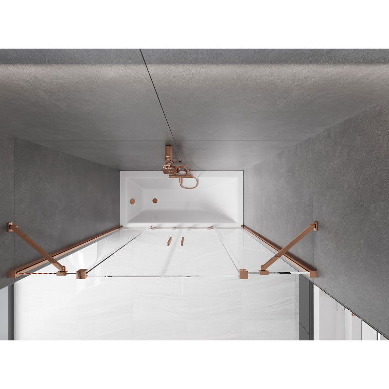 Mexen Velar Duo paravan pentru cadă cu 2 aripi glisante 160 x 150 cm, transparent, aur roz - 896-160-000-02-60