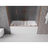 Mexen Velar Duo kádparaván 2-szárnyú toló 150 x 150 cm, átlátszó, keféléses réz - 896-150-000-02-65