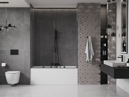 Mexen Velar Duo paravan cadă 2-aripi culisant 140 x 150 cm, transparent, Neagră - 896-140-000-02-70