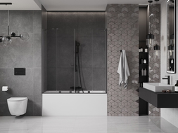 Paravan cadă Mexen Velar Duo, glisant, cu 2 canaturi, 140 x 150 cm, transparent, negru - 896-140-000-02-70