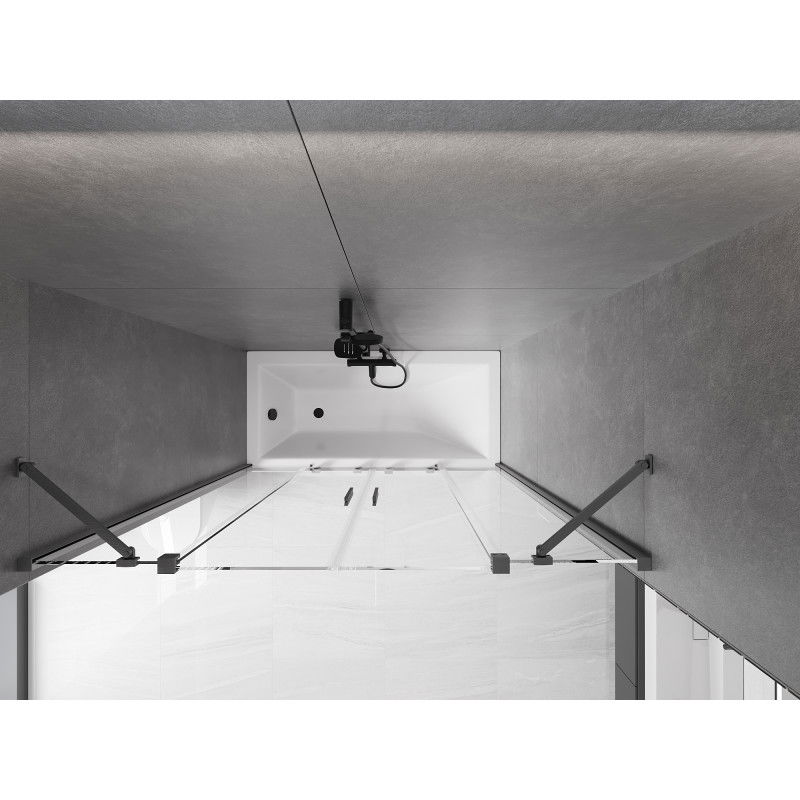 Mexen Velar Duo paravan cadă cu 2 canaturi glisant, 160 x 150 cm, transparent, negru - 896-160-000-02-70