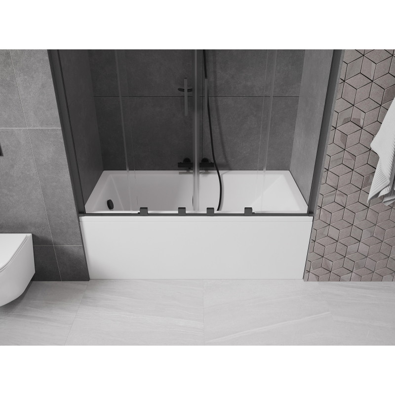 Mexen Velar Duo paravan de cadă cu două aripi culisante 150 x 150 cm, transparent, gri pistol periat - 896-150-000-02-66