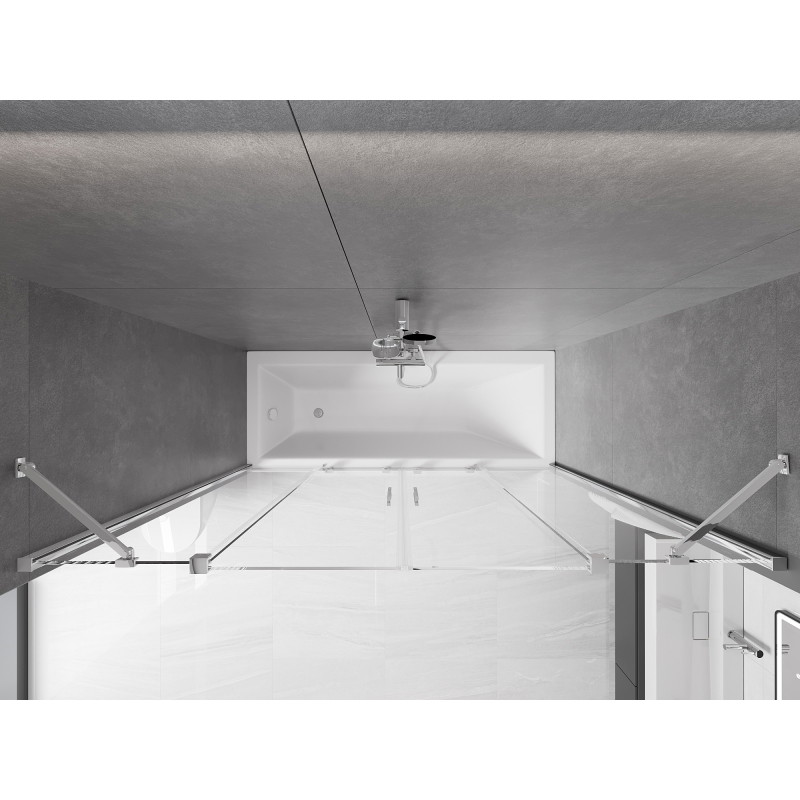 Mexen Velar Duo kétszárnyas, 200 x 150 cm-es, átlátszó, krómozott kádparaván - 896-200-000-02-01