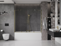 Mexen Velar Duo 2-szárnyú toló kádparaván 170 x 150 cm, átlátszó, arany - 896-170-000-02-50
