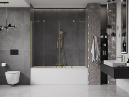 Mexen Velar Duo paravan pentru cadă cu 2 aripi culisante 170 x 150 cm, transparent, auriu periat - 896-170-000-02-55