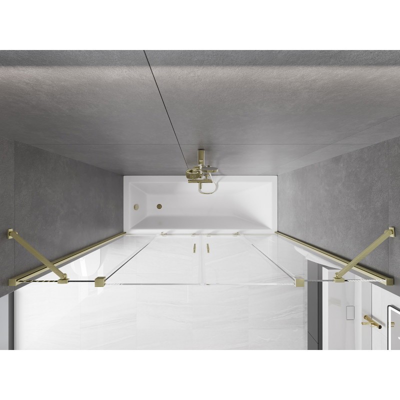 Mexen Velar Paravan Duo pentru cadă cu 2 aripi glisante 200 x 150 cm, transparent, auriu periat - 896-200-000-02-55