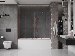 Mexen Velar Paravan baie Duo, cu 2 uși glisante, 180 x 150 cm, transparent, aur roz - 896-180-000-02-60