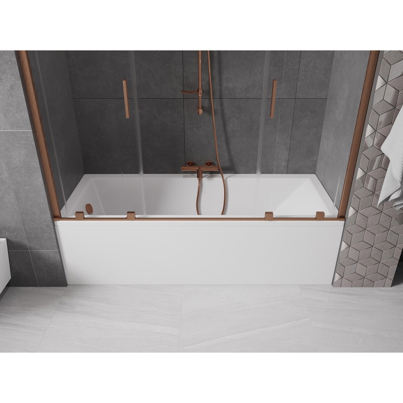 Mexen Velar Duo paravan de cadă cu 2 aripi glisante 170 x 150 cm, transparent, cupru periat - 896-170-000-02-65