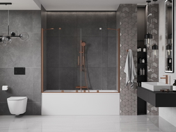 Mexen Velar Duo paravan de baie cu 2 aripi glisante 200 x 150 cm, transparent, cupru periat - 896-200-000-02-65