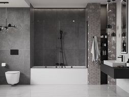 Mexen Velar Duo paravan cadă 2-aripi culisant 170 x 150 cm, transparent, gun gray cu aspect periat - 896-170-000-02-66
