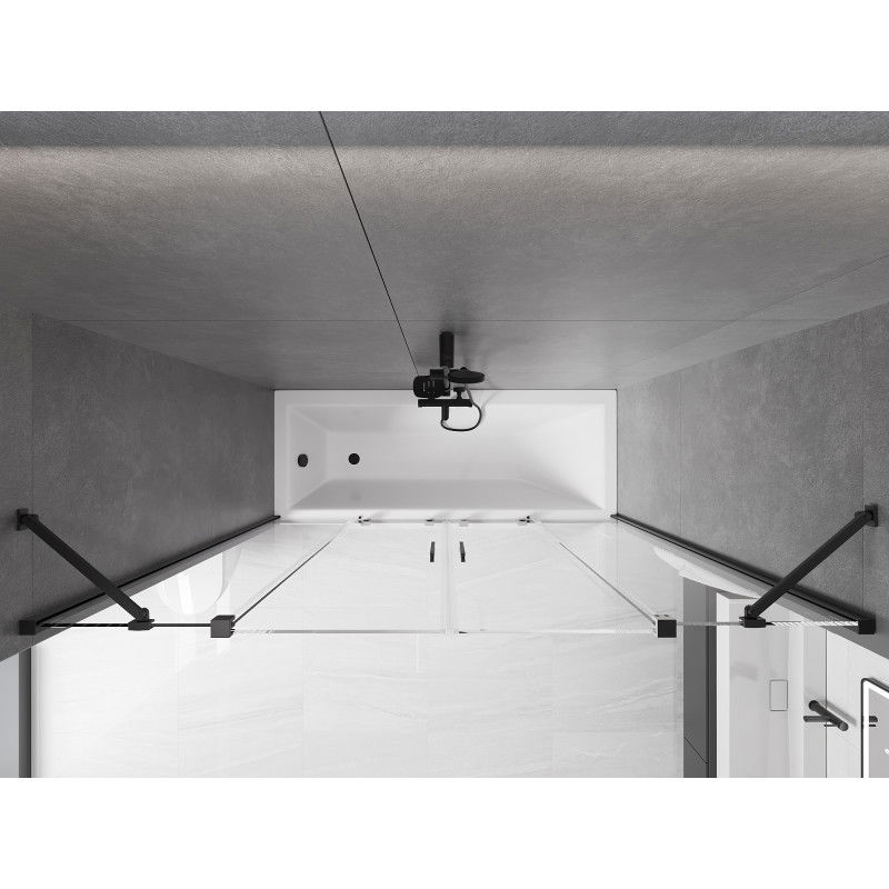 Mexen Velar Duo paravan pentru cadă cu 2 canaturi glisante 170 x 150 cm, transparent, negru - 896-170-000-02-70