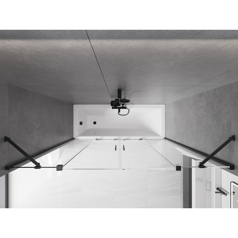 Mexen Velar Panou de cadă Duo, 2 canate culisante, 170 x 150 cm, transparent, negru - 896-170-000-02-70