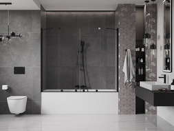 Mexen Velar Duo panou de baie cu 2 aripi glisante 180 x 150 cm, transparent, negru - 896-180-000-02-70