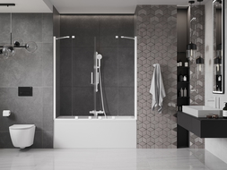 Mexen Velar Duo paravan cadă 2-aripi culisant 140 x 150 cm, transparent, Albă - 896-140-000-02-20