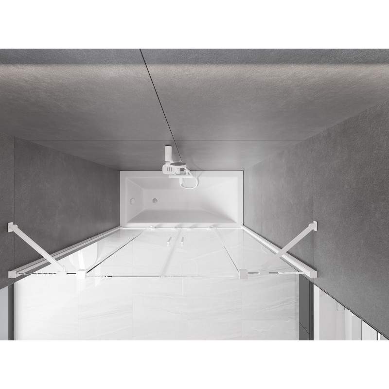 Mexen Velar Duo fürdőkád paraván, 2-szárnyú toló 150 x 150 cm, átlátszó, fehér - 896-150-000-02-20