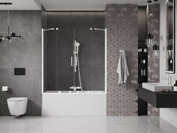 Mexen Velar Duo panou pentru cadă cu 2 uși glisante 160 x 150 cm, transparent, alb - 896-160-000-02-20