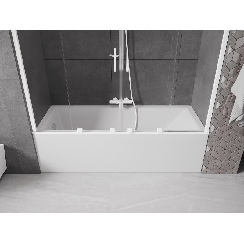Mexen Velar Duo kétszárnyú kádparaván, toló 180 x 150 cm, átlátszó, fehér - 896-180-000-02-20