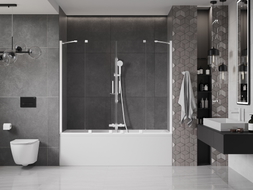 Mexen Velar Duo paravan de cadă cu 2 aripi culisante 180 x 150 cm, transparent, alb - 896-180-000-02-20
