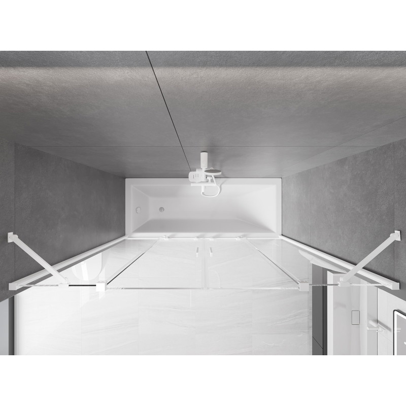 Mexen Velar Duo kétszárnyú mozgatható kádparaván, 180 x 150 cm, átlátszó, fehér - 896-180-000-02-20