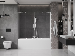 Mexen Velar Duo paravan cadă 2-aripi culisant 170 x 150 cm, transparent, Albă - 896-170-000-02-20
