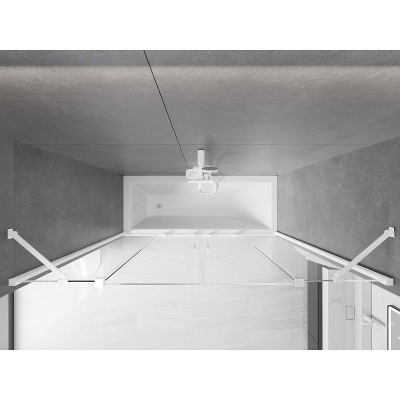 Mexen Velar Duo fürdőkád paraván, 2-szárnyas tolóajtós, 170 x 150 cm, átlátszó, fehér - 896-170-000-02-20