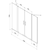 Mexen Velar Duo paravan cadă 2-aripi culisant 150 x 150 cm, transparent, Crom - 896-150-000-02-01