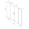 Mexen Velar Duo paravan pentru cadă cu 2 aripi, glisant, 150 x 150 cm, transparent, crom - 896-150-000-02-01
