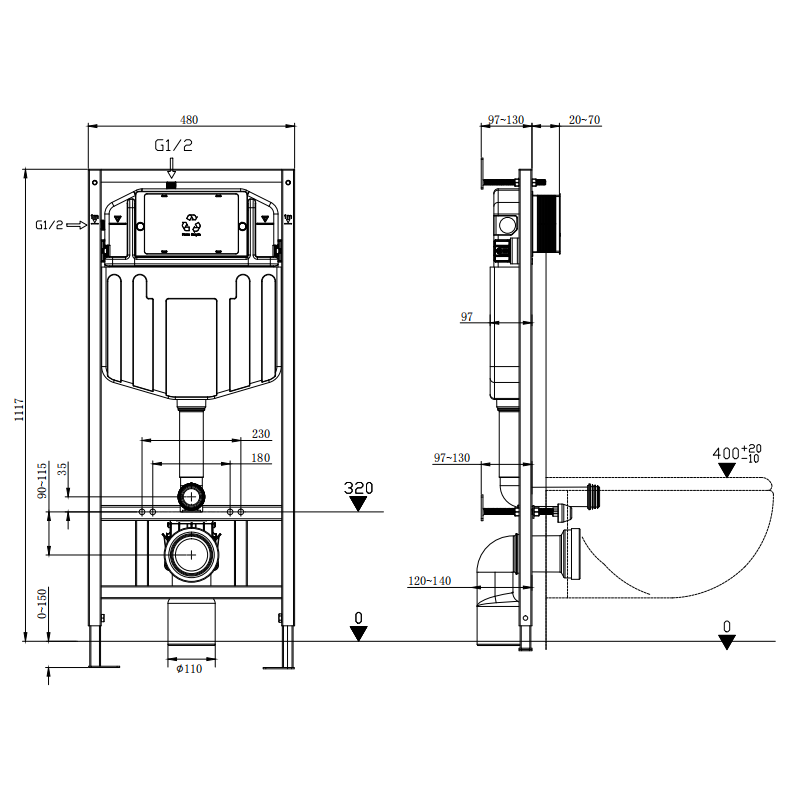 Mexen Fenix E suport încastrat pentru WC - 60109