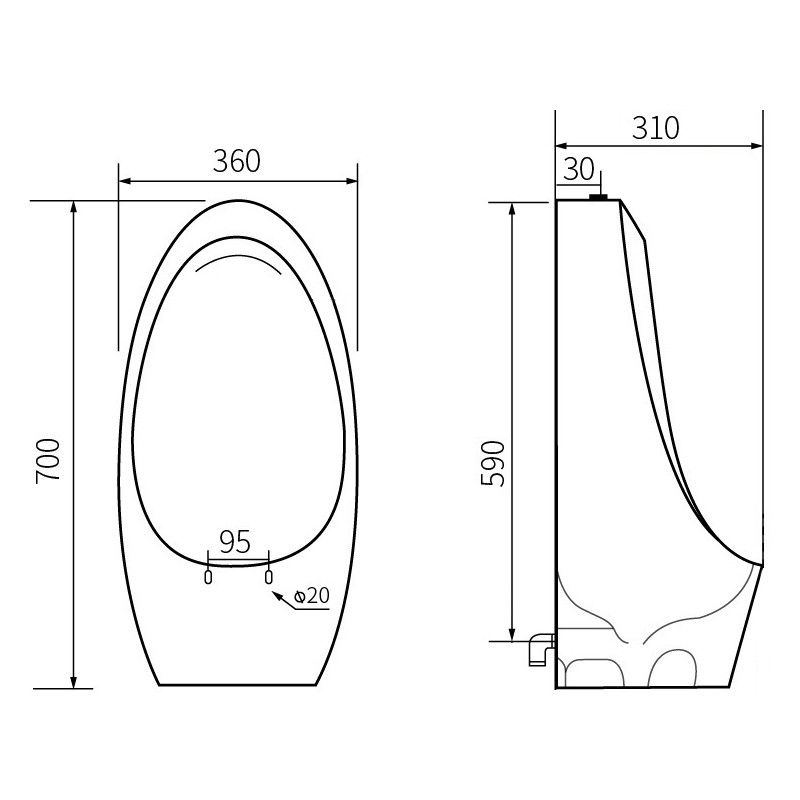 Mexen Lucas pisoar suspendat, alb - 37027000