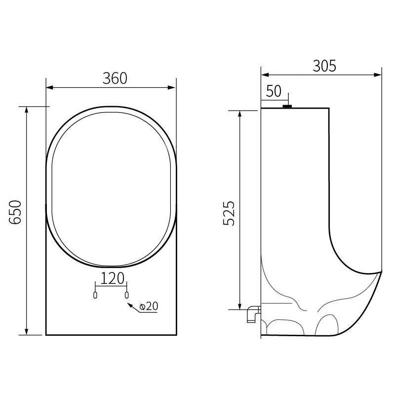 Mexen Mateo pisoar suspendat, alb - 37036500