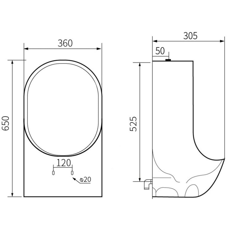 Mexen Mateo pisuar suspendat, alb - 37036500