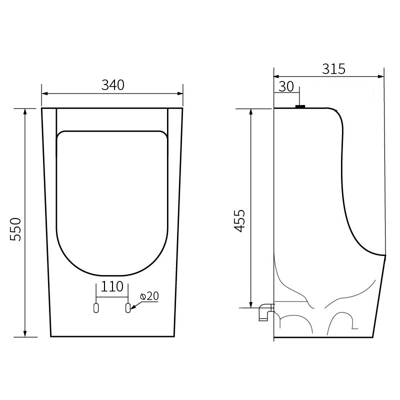 Mexen Nolan pisuar suspendat, negru mat - 37065570