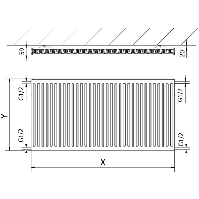Mexen C11 radiator de panou 900 x 800 mm, racord lateral, 1019 W, alb - W411-090-080-00