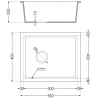 Mexen Pedro 1-medencés gránit mosogató 560 x 460 mm, Fehér - 6508561000-20