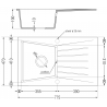 Mexen Cesar chiuvetă din granit cu 1 compartiment cu picurător 775 x 470 mm, Neagră/Auriu metalic - 6514771010-75
