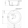 Mexen Diego 1-medencés gránit mosogató 488 x 480 mm, Bézs - 6512481000-69