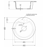 Mexen Diego 1-medencés gránit mosogató 488 x 480 mm, Fekete/Fém arany - 6512481000-75