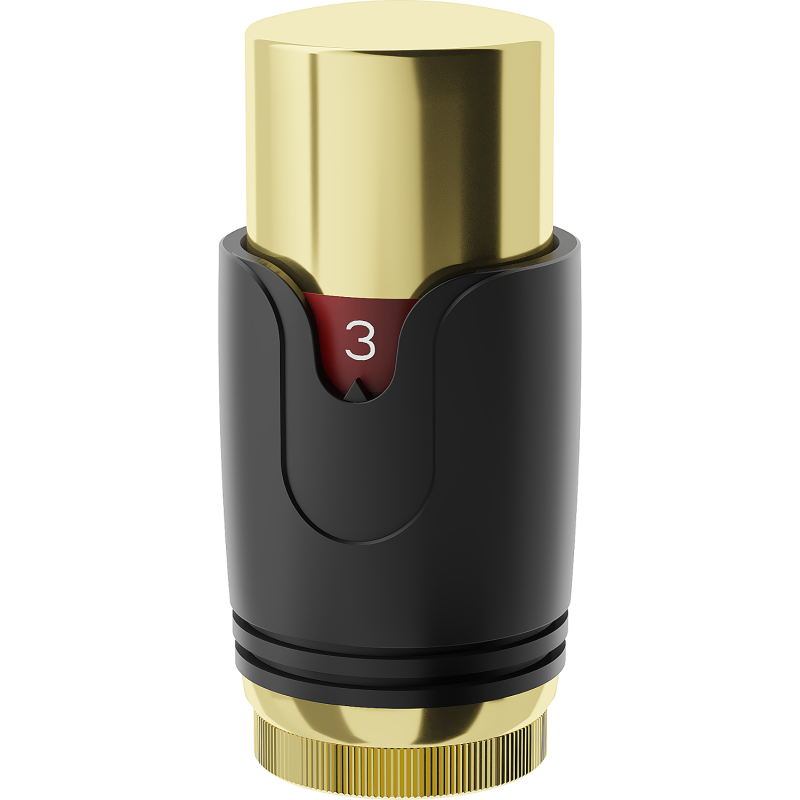 Mexen Uni-Term termosztatikus radiátorszelepfej, fekete/arany - W900-000-75