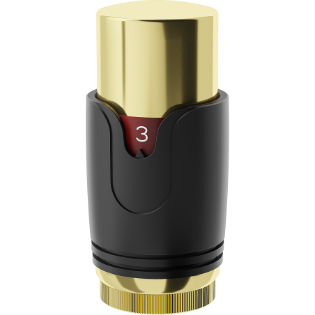 Mexen Uni-Term termosztatikus radiátorszelepfej, fekete/arany - W900-000-75