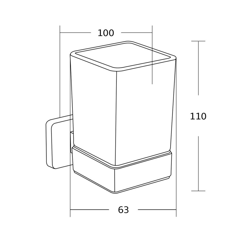 Mexen Asis pahar pentru periuță de dinți, negru - 7017638-70